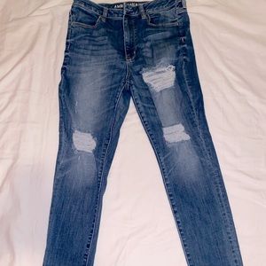 AE super high rise skinny distressed jeans